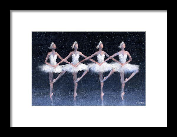 three ballerinas in white tutus are standing together