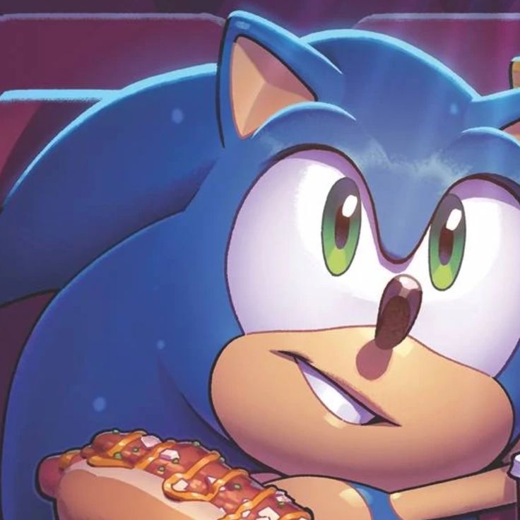 sonic the hedgehog eating a hot dog