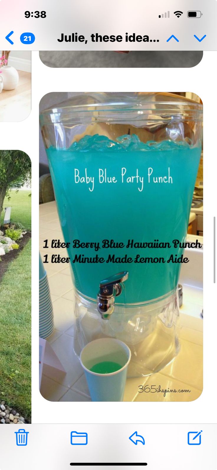 the baby blue party punch recipe is shown on an iphone