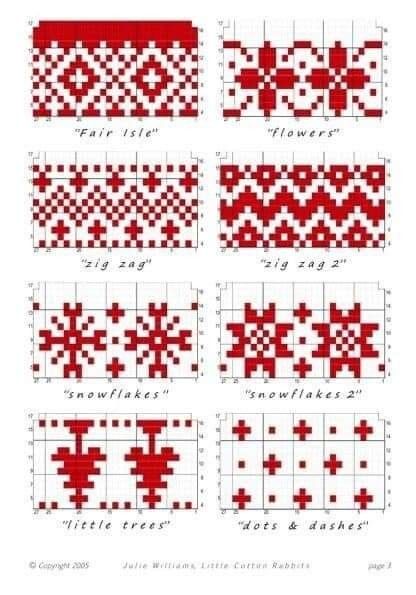 cross stitch patterns with different colors and sizes