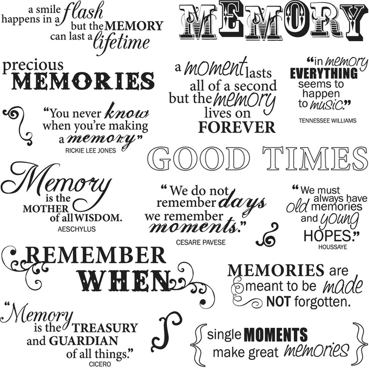 some words that are written in black and white with the words memory on them,