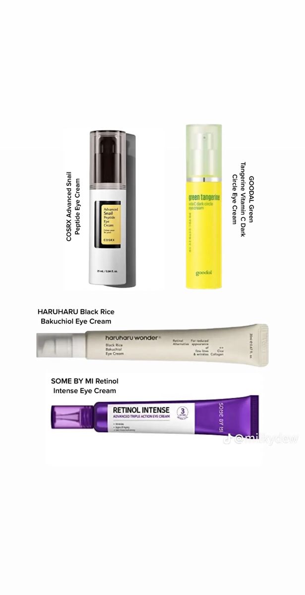 Best Korean Eye Cream, Eye Creams For Dark Circles, Korean Cosmetics Skin Care, Korean Eye Cream, Korean Eye, Korean Skin Care Secrets, Skin Care Routine Order, Retinol Eye Cream, Serious Skin Care