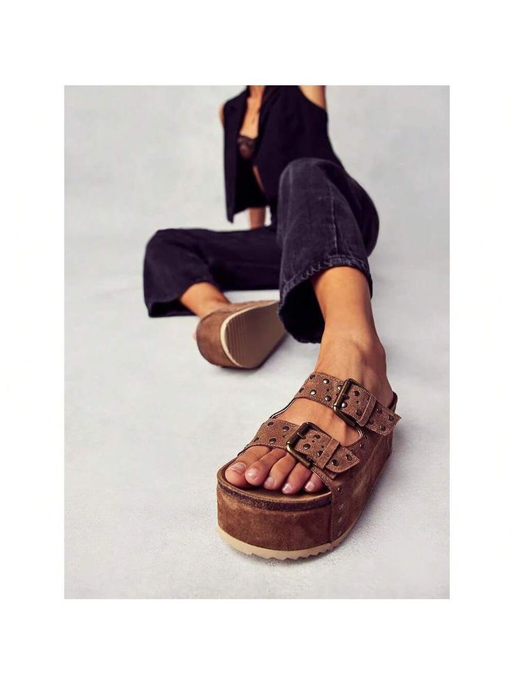 -If there is a problem with the product received, please provide the product picture, parcel courier face sheet, the label picture on the product packaging to contact customer service.Women's Cork Flatform Sandals Dual Buckled Band Suede Clogs Platform Slip On Sandals Brown Sporty,Fashionable   PU Leather Plain    Women Shoes, size features are:Bust: ,Length: ,Sleeve Length: Platform Slip On Sandals, Clogs Platform, Rule Breaker, Fringe Sandals, Suede Clogs, Sandal Platform, Flatform Sandals, Slip On Sandals, Open Toe Sandals