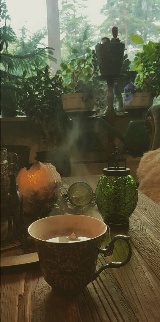 Green Witch Interior, Witchy Coffee Shop Aesthetic, Witchy Tea, Earthy Witch Aesthetic, Soft Living, Bohemian Living Spaces, Nature Witch, Earthy Aesthetic, Hippie Lifestyle