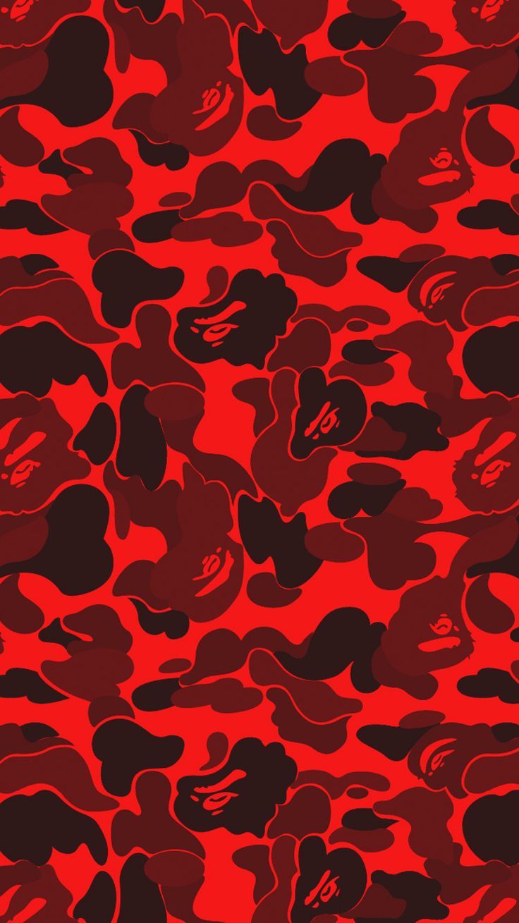 a red camouflage background with black spots