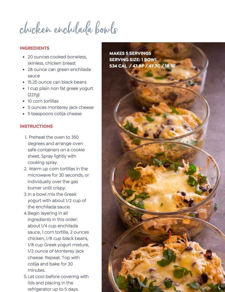 the recipe for chicken enchilada bakes is shown