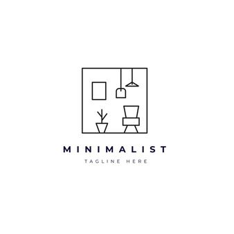 minimalist logo design for a kitchen and living room furniture line art style with modern elements