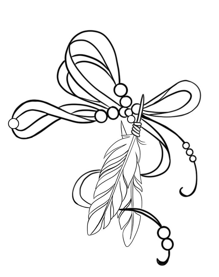 a black and white drawing of a dragonfly with beads on it's wings