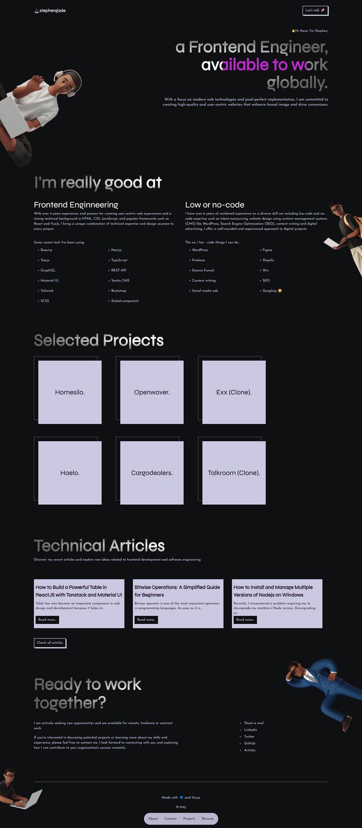 A frontend engineer portfolio built with Vue.js. Software Engineer Portfolio Website, Software Developer Portfolio, Frontend Developer Portfolio, Web Developer Portfolio Website, Web Developer Portfolio, Developer Portfolio, Technical Writer, Frontend Developer, Portfolio Website Design