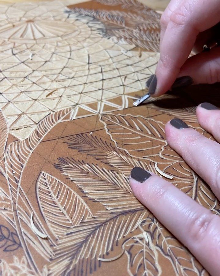 And I thought this was going to be the easy part! Death by triangles! ☠😂 printmaking art, carving art, botanical art, geometric art, botanical gardens, tropical garden, plant art Printmaking Art, Carving Art, Art Geometric, Plant Art, Tropical Garden, Geometric Art, Botanical Art, Triangles, Botanical Gardens