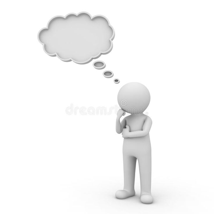 a person thinking with an empty thought bubble above his head royalty illustration on white background