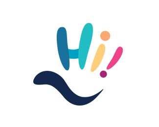 a colorful logo with the letter h in it's center and an image of two people