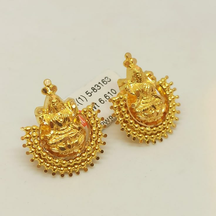 Lakshmi Kammalu Gold, Laxmi Devi Earrings Gold Studs, Gold Lakshmi Devi Jumkas, Laxmidevi Earrings Gold, Lakshmi Earrings Gold Studs, Lakshmidevi Earrings, Lakshmi Devi Studs Gold, Lakshmi Studs Gold, Laxmi Earrings Gold