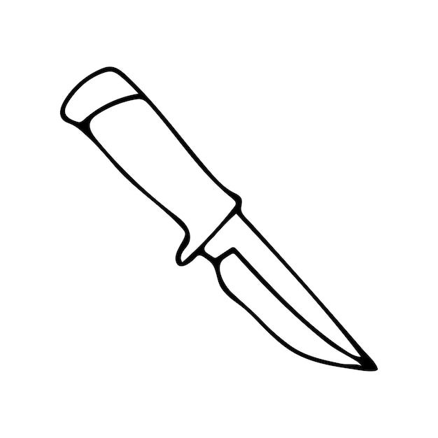 a black and white drawing of a knife with a sharp blade on it's end