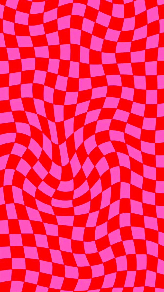 an abstract red and pink checkered background with wavy lines in the center, as if it were optical art