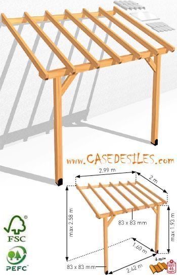 an image of a wooden pergolan with measurements for the top and bottom sides