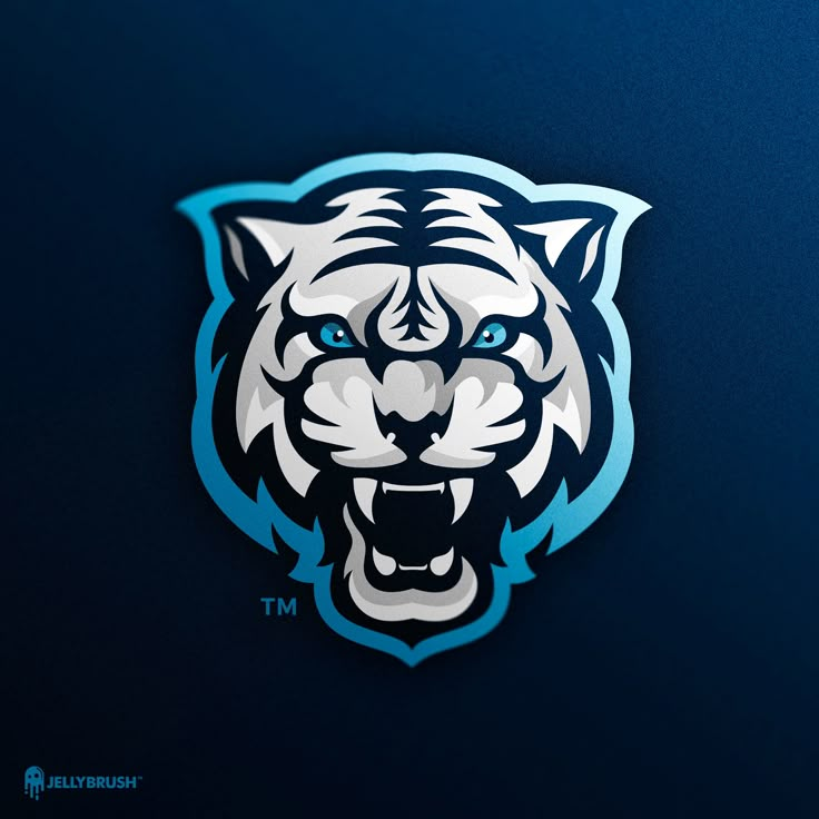 the detroit tigers logo is shown on a blue and white background with an angry tiger's face