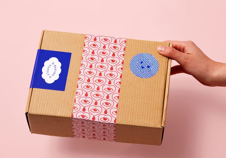 a person's hand is holding a box with two different designs on the side