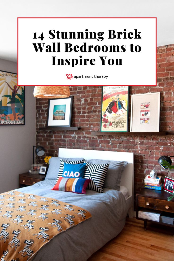 Lean into brick-wall bedroom inspiration with this list of some of the most expertly-designed options. Brick Bedroom Wall Ideas, Brick Wallpaper Bedrooms, Brick Slip Bedroom Wall, Bedroom Brick Wallpaper, Faux Brick Bedroom Wall, Brick In Bedroom, Bedroom With Brick Wall, Red Brick Wall Bedroom, Brick Room Ideas