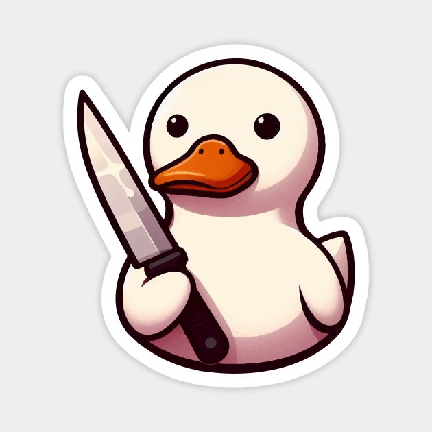 a duck with a knife in its hand