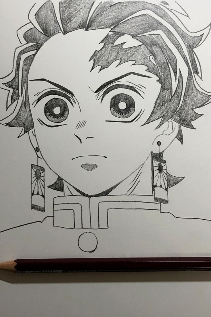 a pencil drawing of a boy with big eyes