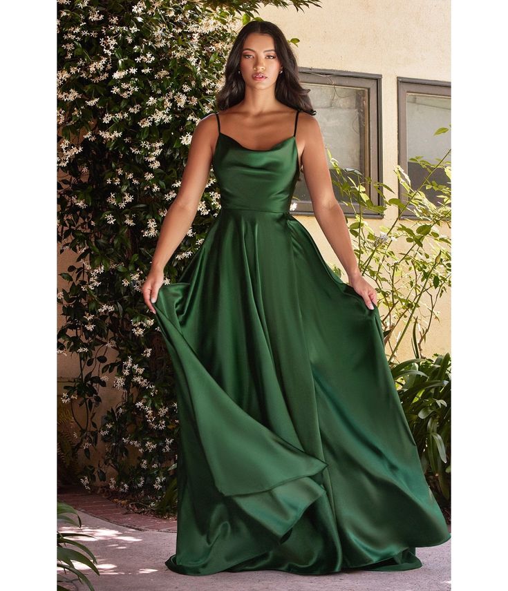 Green A-line Satin Dress, Green Satin Dress With Straight Neckline, Green Slip Dress With Spaghetti Straps For Prom, Green Satin Dress For Gala, Green Satin Dress With Spaghetti Straps For Parties, Elegant Green Slip Dress With Straight Neckline, Green Satin Dress With Fitted Bodice, Green Silk Slip Dress With Spaghetti Straps, Elegant Green Satin Dress With Spaghetti Straps