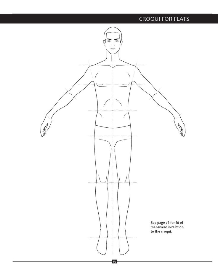 a drawing of a man's body with the outlines for each part of his body