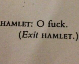 a piece of paper with the words hamlet o'fock exit hamlet written on it