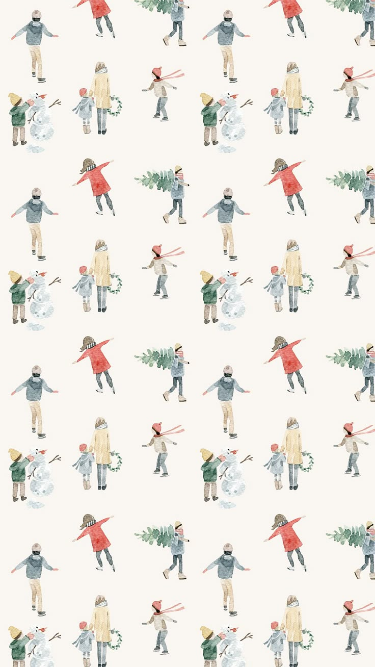 an image of people with skis and snowboards on a white wallpaper background