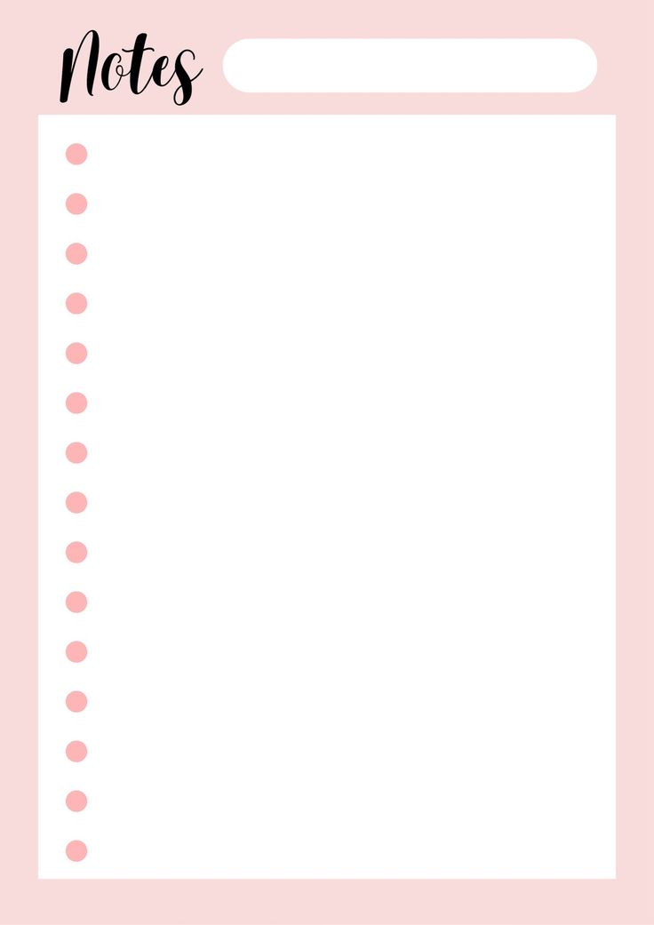 a pink notepad with the words notes on it