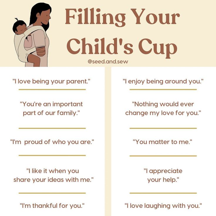 a child's cup with the words filling your child's cup