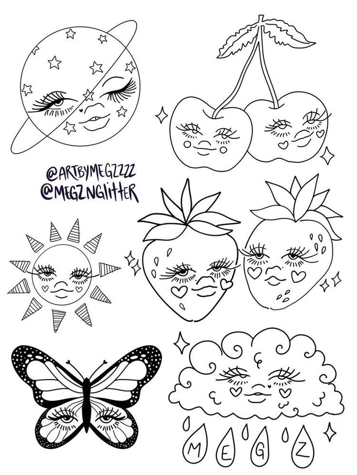 coloring pages for kids with different faces and symbols in the style of doodles