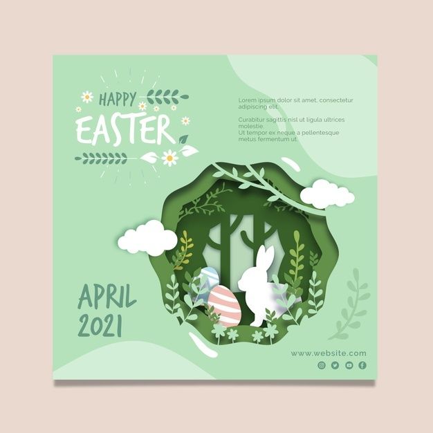 an easter card with rabbits and trees