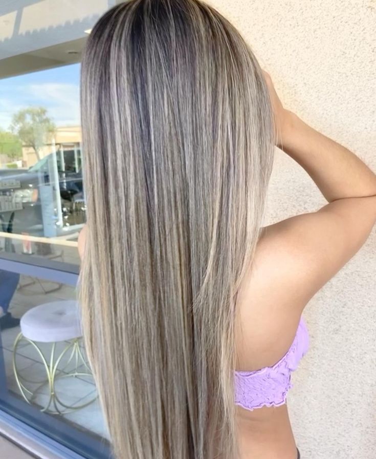 Blonde Highlights Balayage On Brown Hair, Womens Balayage Hair Blonde, Ashy Hair Balayage Blonde, Ash Blonde Balayage With Highlights, T Section Highlights Hair Dark Brown, Dark Base With Blonde Highlights, Cute Hair Colors For Blondes, Ashy Blonde Hair Highlights, Blonde Balayage And Highlights