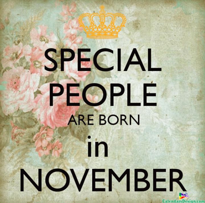 a poster with the words special people are born in november written on it and flowers