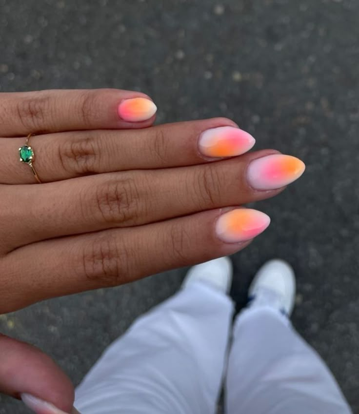 Fun Summer Almond Nails, June Nails Ideas 2024, Ora Nails, Europe Summer Nails, Fiji Nails, Preppy Nail Ideas, Mismatched Nails, Preppy Nails, Teen Nails