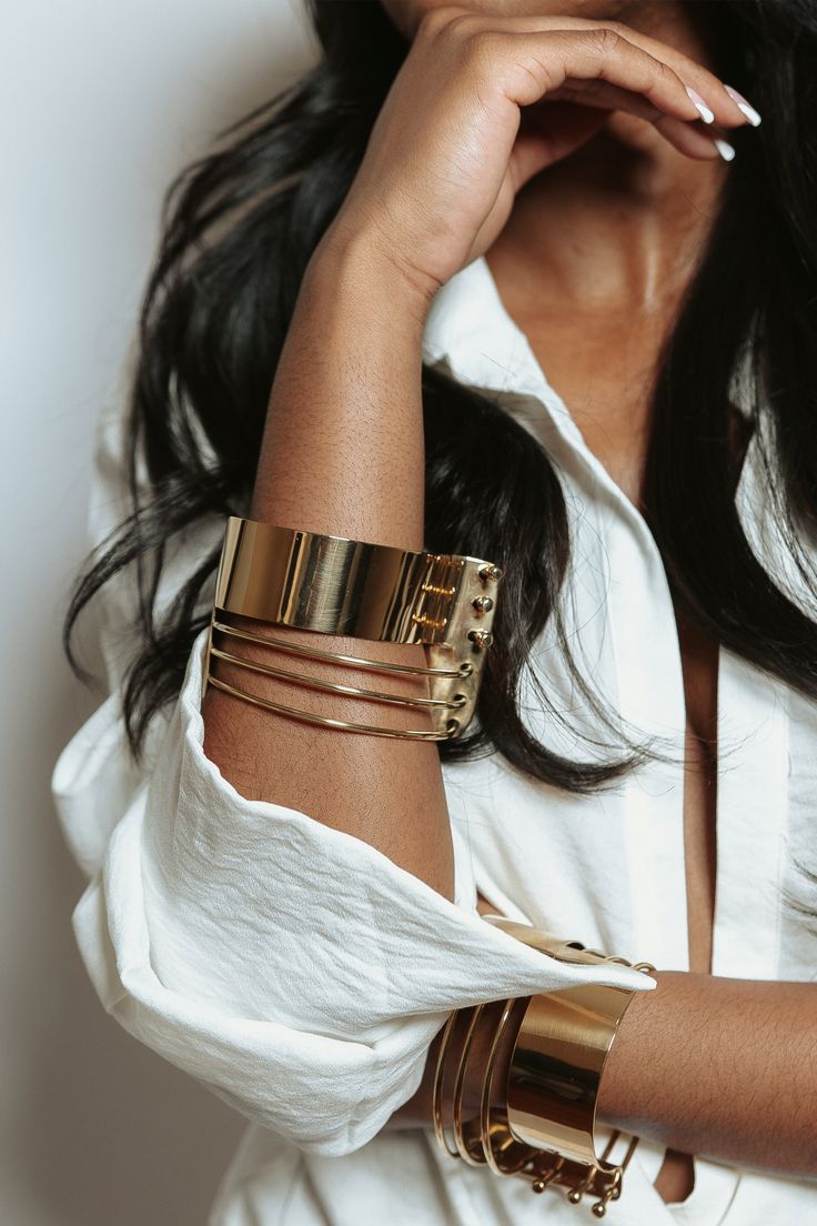 Bisjoux-Brass-Modern-Wired-Bracelet-Armlet-Arm-Cuff Adjustable Bold Bracelet For Parties, Bold Adjustable Bracelets For Party, Bold Adjustable Party Bracelet, Adjustable Bold Party Bracelet, Chic Gold Cuff Bracelet With Bracelet Strap, Metal Cuff Bracelet For Party, Metal Cuff Bracelets For Party, Chic Metal Bangle Cuff Bracelet, Chic Metal Cuff Bangle Bracelet