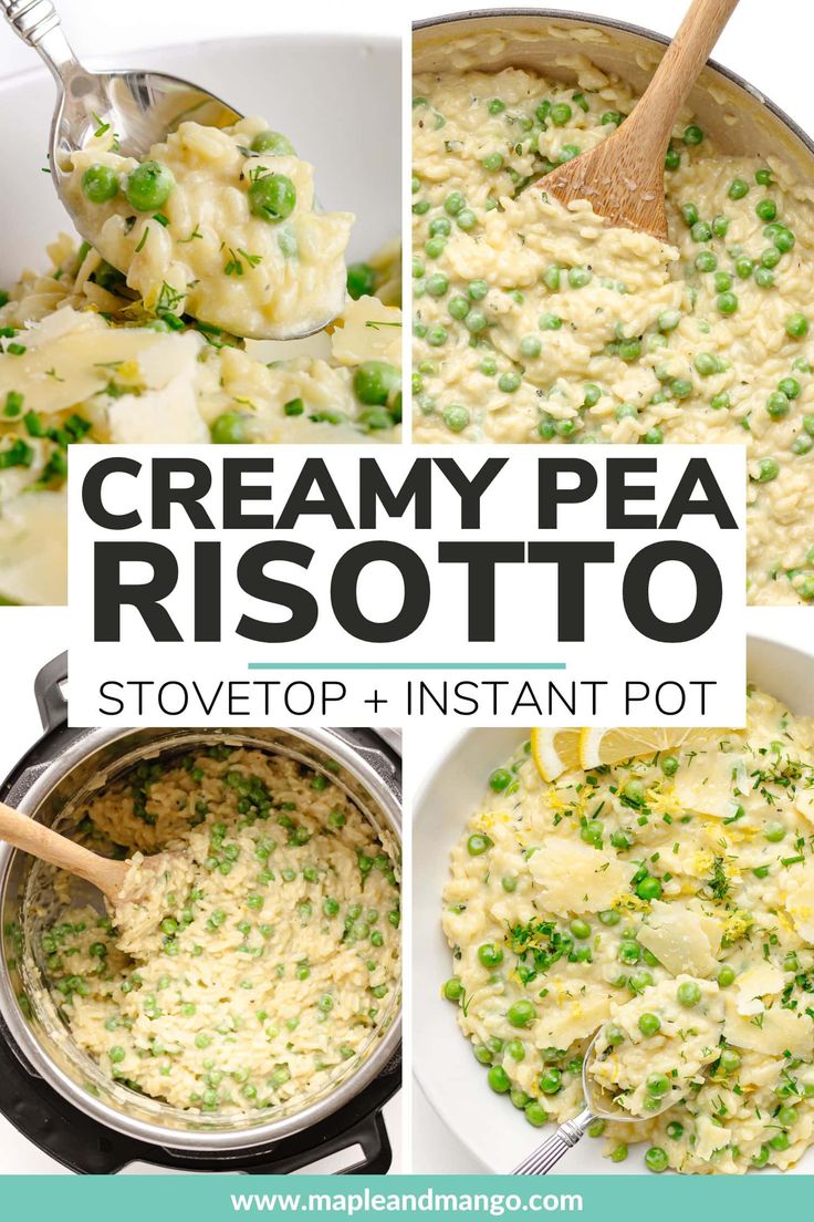 creamy pea risotto with potatoes and peas is an easy side dish that's ready in under 30 minutes