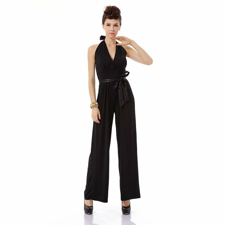 Woman Deep V Neck Backless Halter Neck Summer Jumpsuit ($14.87) http://www.amazon.com/exec/obidos/ASIN/B007WA3B5C/hpb2-20/ASIN/B007WA3B5C Horrible, dont waste your money, and it smelled horrible as well. - The front in the picture looks like it overlaps a bit, but the item I received doesn't and basically looks like a bathing suit top that reveals a lot of cleavage. - The quality of the material that this halter jumpsuit is made of isn't very comfortable and feels very artificial. Black Halter Jumpsuit, Summer Jumpsuit, Halter Neck Jumpsuit, Halter Jumpsuit, Jumpsuit Summer, Long Romper, Bathing Suit Top, Jumpsuit Black, White Jumpsuit