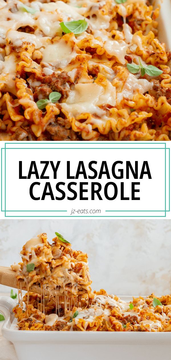 the lasagna casserole is loaded with meat and cheese