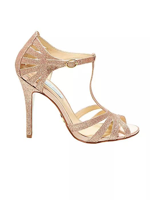 Betsey Blue Tee Strappy Heel In Champagne | The Dessy Group Sparkling Sandals For Evening Parties, Sparkling Evening Sandals For Party Season, Glamorous Sparkling Sandals For Gala, Glamorous Formal Sequined Sandals, Chic Sparkling Sandals For Night Out, Glamorous Glitter Sandals For Formal Occasions, Elegant Evening Sandals With Glitter Accents, Holiday Evening Glitter Sandals, Elegant Ankle Strap Sandals With Sequins