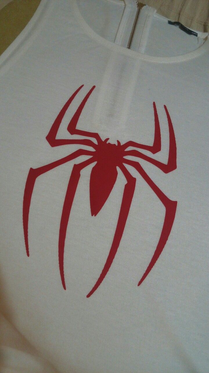 a spider - man logo on a white tank top