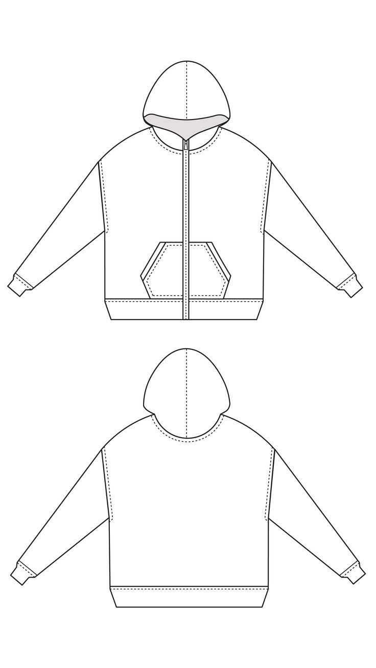 the front and back views of a hoodie jacket