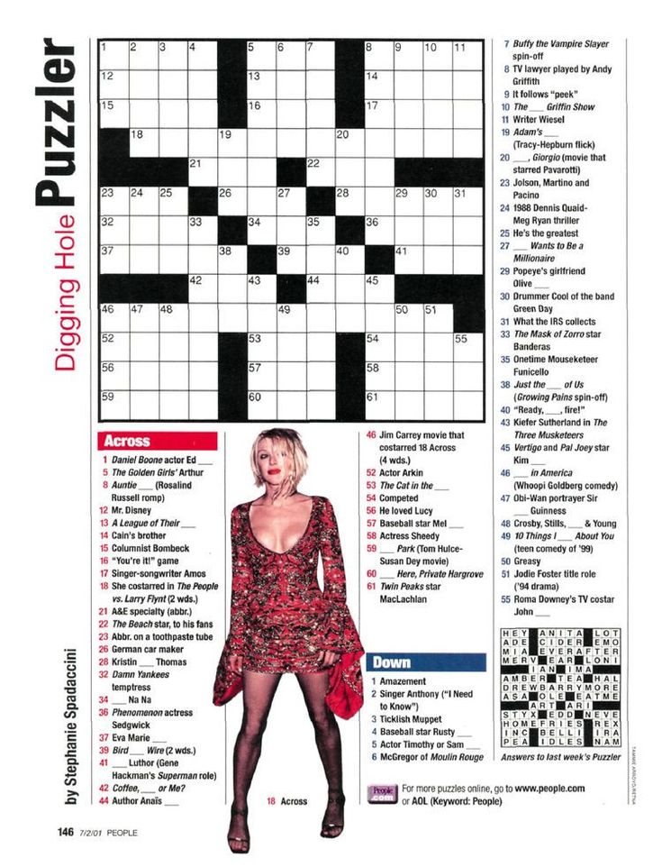 a crossword puzzle is shown with the names of people in red and black dresses