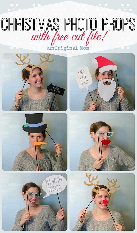 a collage of photos showing how to make a christmas photo props with free cut file