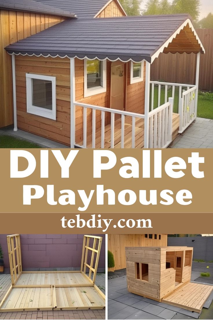 the diy pallet play house is made from wood