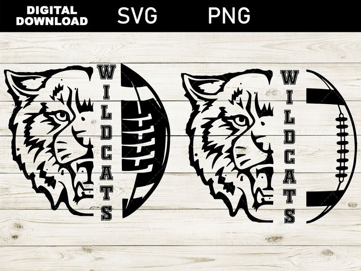 two wolf heads with footballs on them and the words digital svg cut files