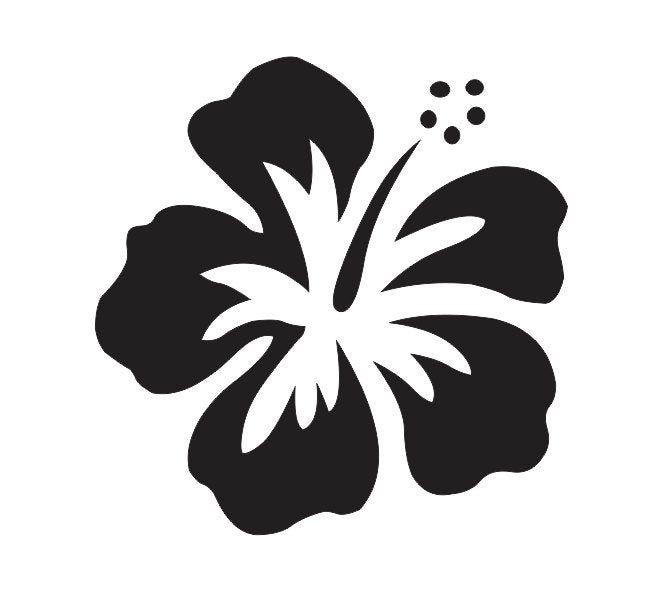 a black and white image of a flower on a white background with the words hawaiian