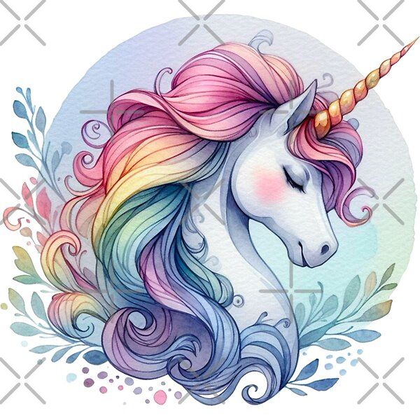 a watercolor drawing of a unicorn's head