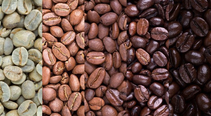 coffee beans are shown side by side in different colors